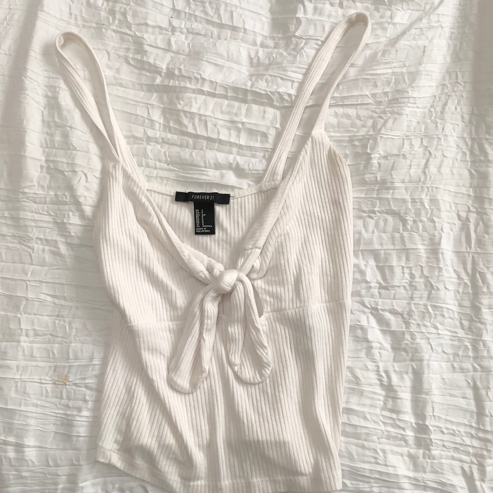 Front tie white crop top